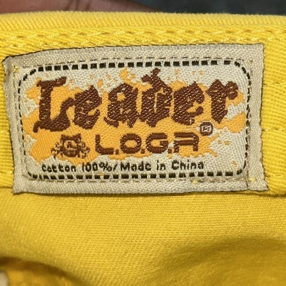 Leader Loga Y2K Rhinestone Bling Fleur De Lis Distressed Cap Hat Grunge Yellow - Picture 5 of 5